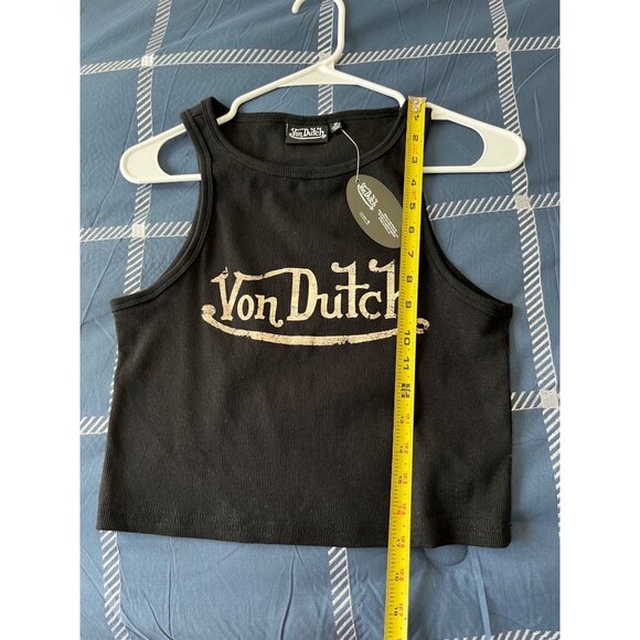 NWT Von Dutch Ribbed Cropped Tank Top in Black Size M - Picture 5 of 6